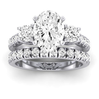 Primrose Moissanite Matching Band Only ( Engagement Ring Not Included) For Ring With Oval Center whitegold