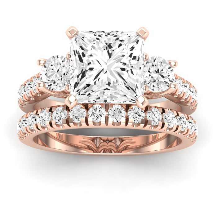 Primrose Moissanite Matching Band Only ( Engagement Ring Not Included) For Ring With Princess Center rosegold