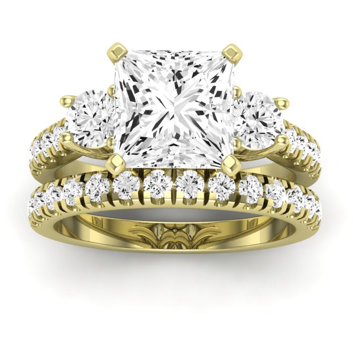 Primrose Moissanite Matching Band Only ( Engagement Ring Not Included) For Ring With Princess Center yellowgold