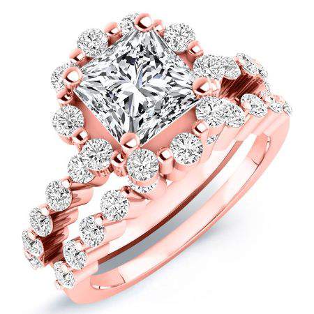 Privet Moissanite Matching Band Only (engagement Ring Not Included) For Ring With Princess Center rosegold