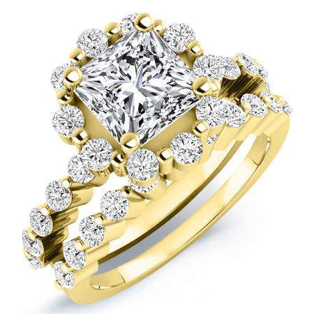 Privet Moissanite Matching Band Only (engagement Ring Not Included) For Ring With Princess Center yellowgold