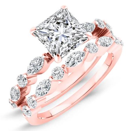 Redbud Moissanite Matching Band Only (engagement Ring Not Included) For Ring With Princess Center rosegold