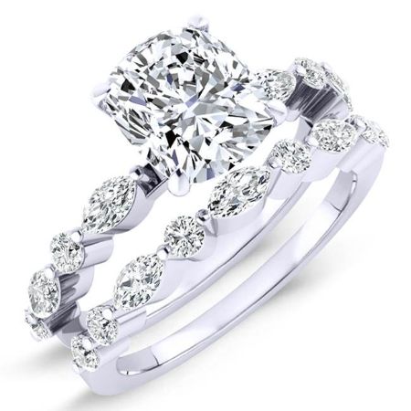 Redbud Diamond Matching Band Only (engagement Ring Not Included) For Ring With Cushion Center whitegold