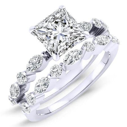 Redbud Moissanite Matching Band Only (engagement Ring Not Included) For Ring With Princess Center whitegold