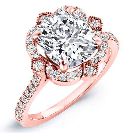 Rockrose Cushion Moissanite Engagement Ring rosegold