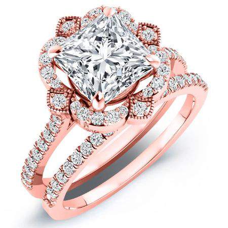 Rockrose Diamond Matching Band Only (engagement Ring Not Included) For Ring With Princess Center rosegold