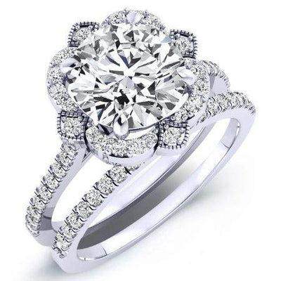 Rockrose Diamond Matching Band Only (engagement Ring Not Included) For Ring With Round Center whitegold