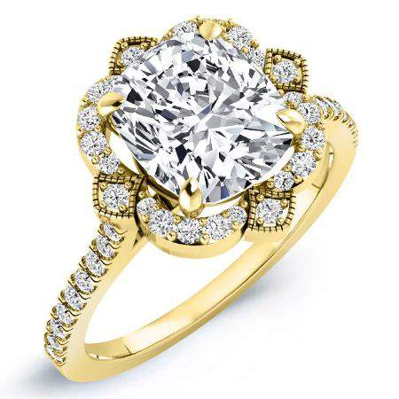Rockrose Cushion Moissanite Engagement Ring yellowgold