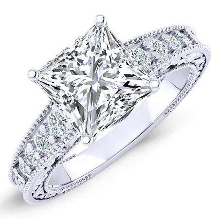 Romy Princess Moissanite Engagement Ring whitegold