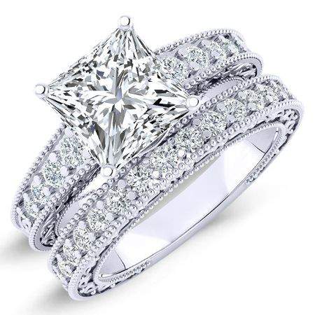 Romy Moissanite Matching Band Only (engagement Ring Not Included) For Ring With Princess Center whitegold