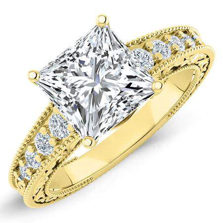 Romy Princess Moissanite Engagement Ring yellowgold