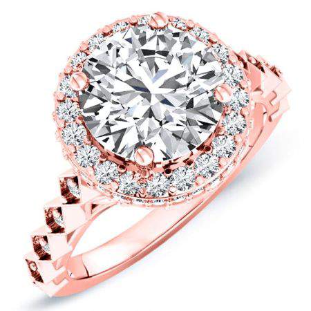 Rosanna Round Moissanite Engagement Ring rosegold