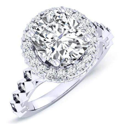 Rosanna Cushion Moissanite Engagement Ring whitegold