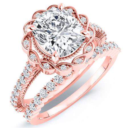 Ruellia Diamond Matching Band Only (engagement Ring Not Included) For Ring With Cushion Center rosegold