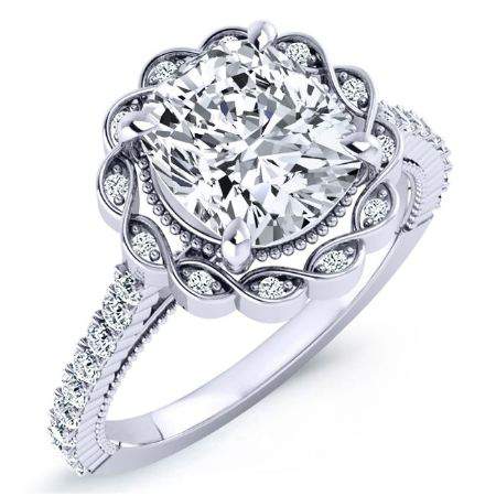 Ruellia Cushion Moissanite Engagement Ring whitegold