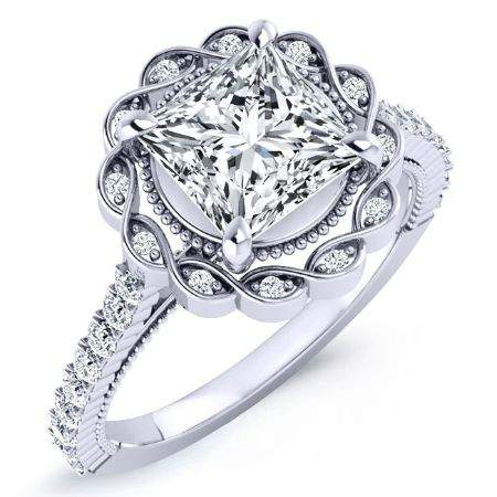 Ruellia Princess Moissanite Engagement Ring whitegold