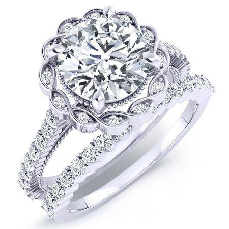 Ruellia Diamond Matching Band Only (engagement Ring Not Included) For Ring With Round Center whitegold