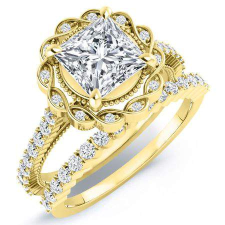 Ruellia Moissanite Matching Band Only (engagement Ring Not Included) For Ring With Princess Center yellowgold