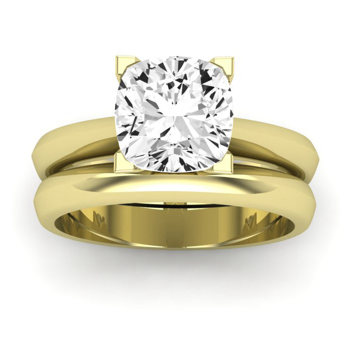 Senna Moissanite Matching Band Only (does Not Include Engagement Ring) For Ring With Cushion Center yellowgold