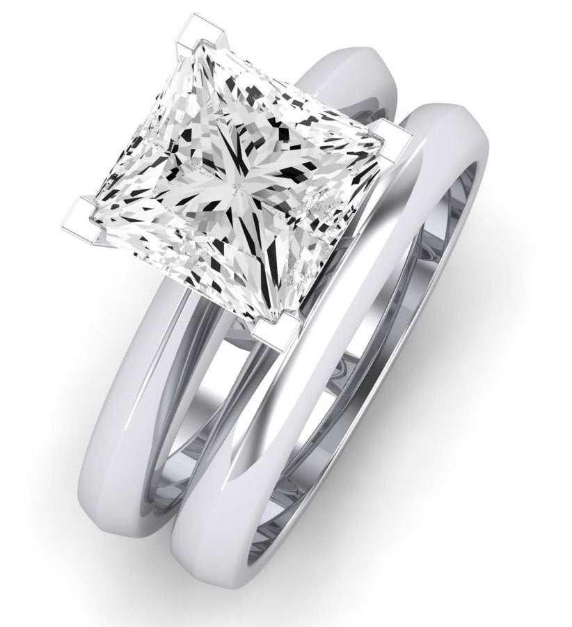 Senna Moissanite Matching Band Only (does Not Include Engagement Ring) For Ring With Princess Center whitegold