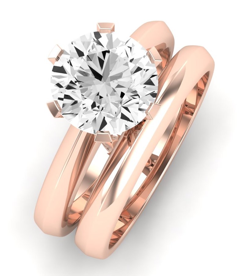 Senna Moissanite Matching Band Only (does Not Include Engagement Ring) For Ring With Round Center rosegold