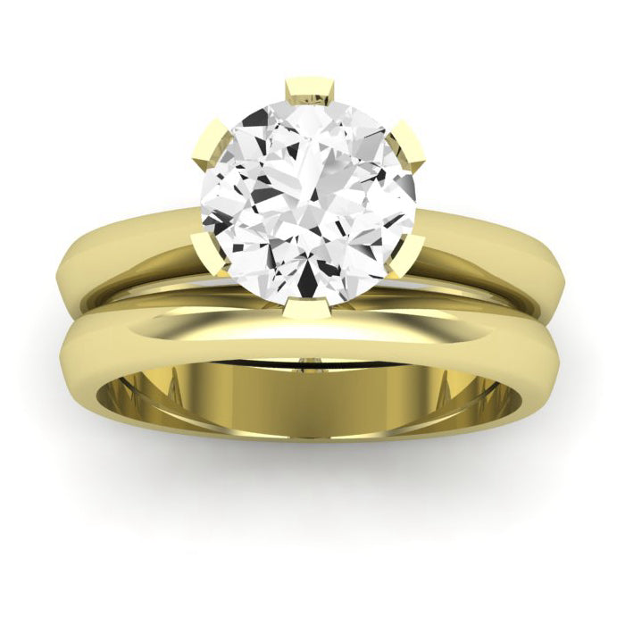 Senna Moissanite Matching Band Only (does Not Include Engagement Ring) For Ring With Round Center yellowgold