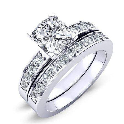 Eliza Moissanite Matching Band Only (engagement Ring Not Included) For Ring With Cushion Center whitegold