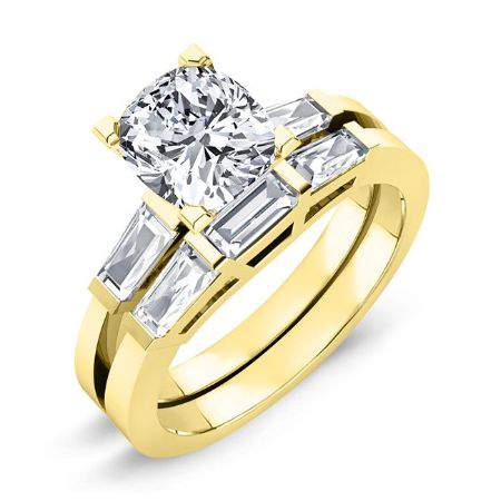 Sorrel Moissanite Matching Band Only (engagement Ring Not Included) For Ring With Cushion Center yellowgold