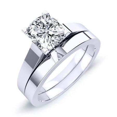 Rosemary Moissanite Matching Band Only (engagement Ring Not Included) For Ring With Cushion Center whitegold