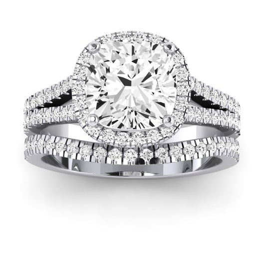 Silene Moissanite Matching Band Only ( Engagement Ring Not Included) For Ring With Cushion Center whitegold