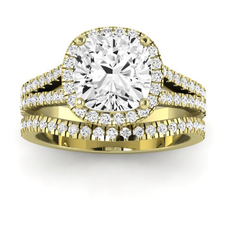 Silene Diamond Matching Band Only ( Engagement Ring Not Included) For Ring With Cushion Center yellowgold