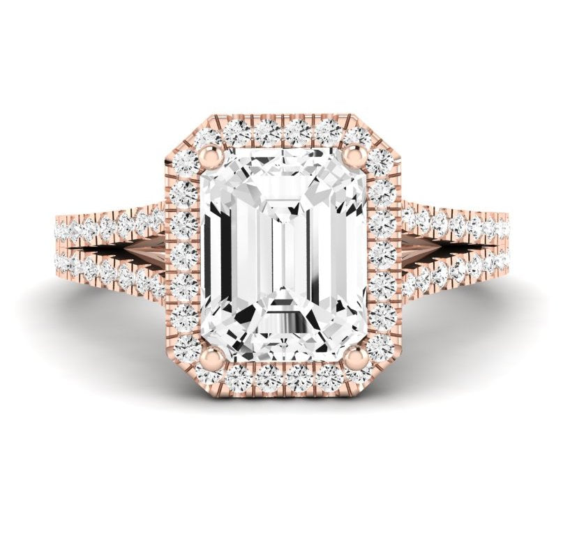 Silene Emerald Moissanite Engagement Ring rosegold