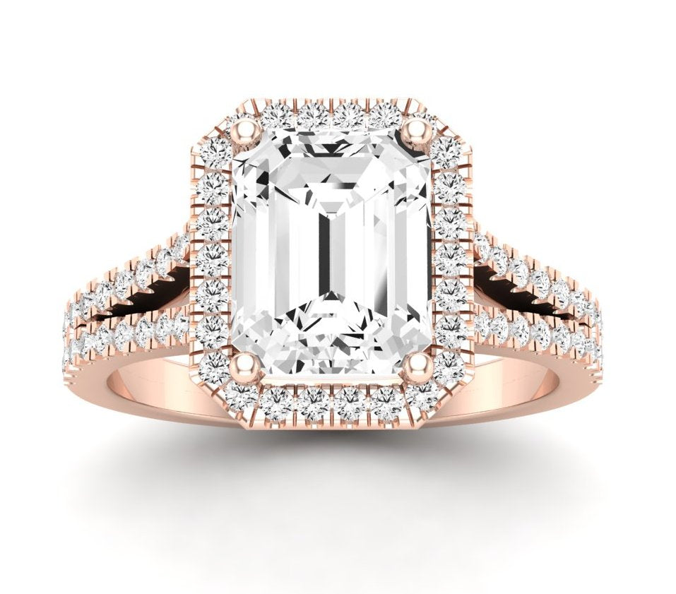 Silene Emerald Moissanite Engagement Ring rosegold