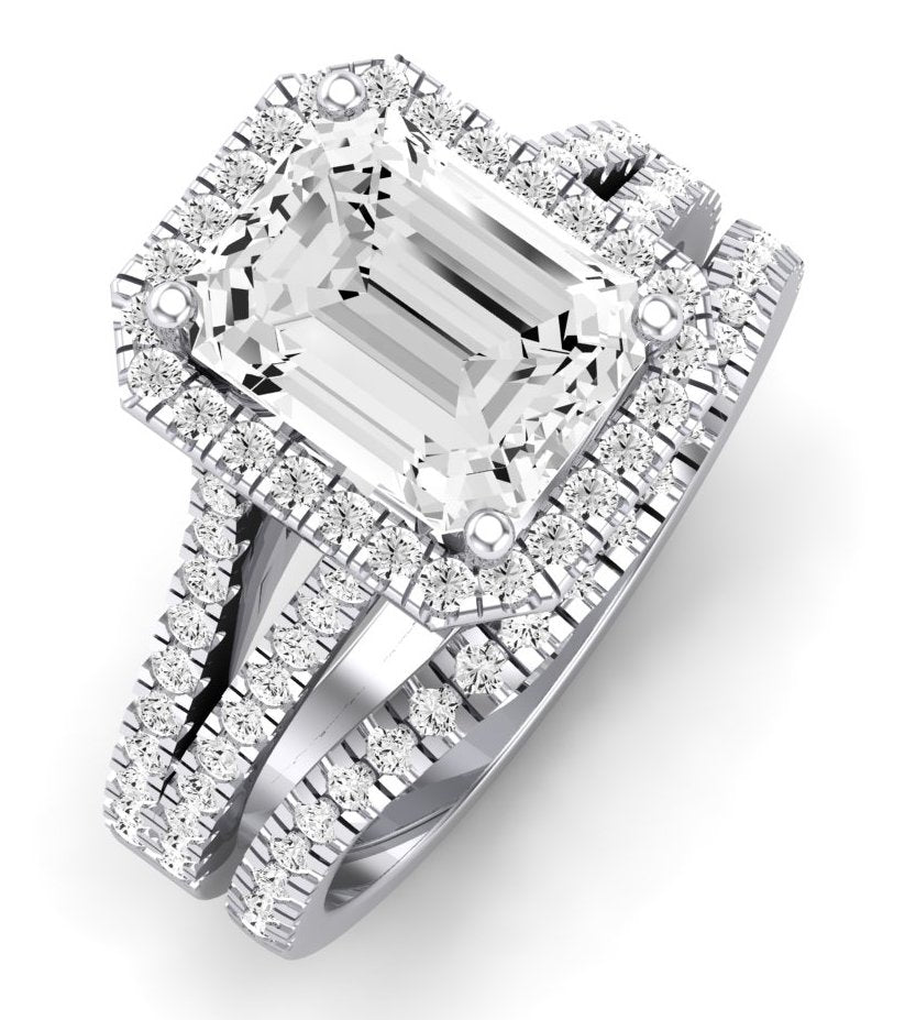 Silene Diamond Matching Band Only ( Engagement Ring Not Included) For Ring With Emerald Center whitegold