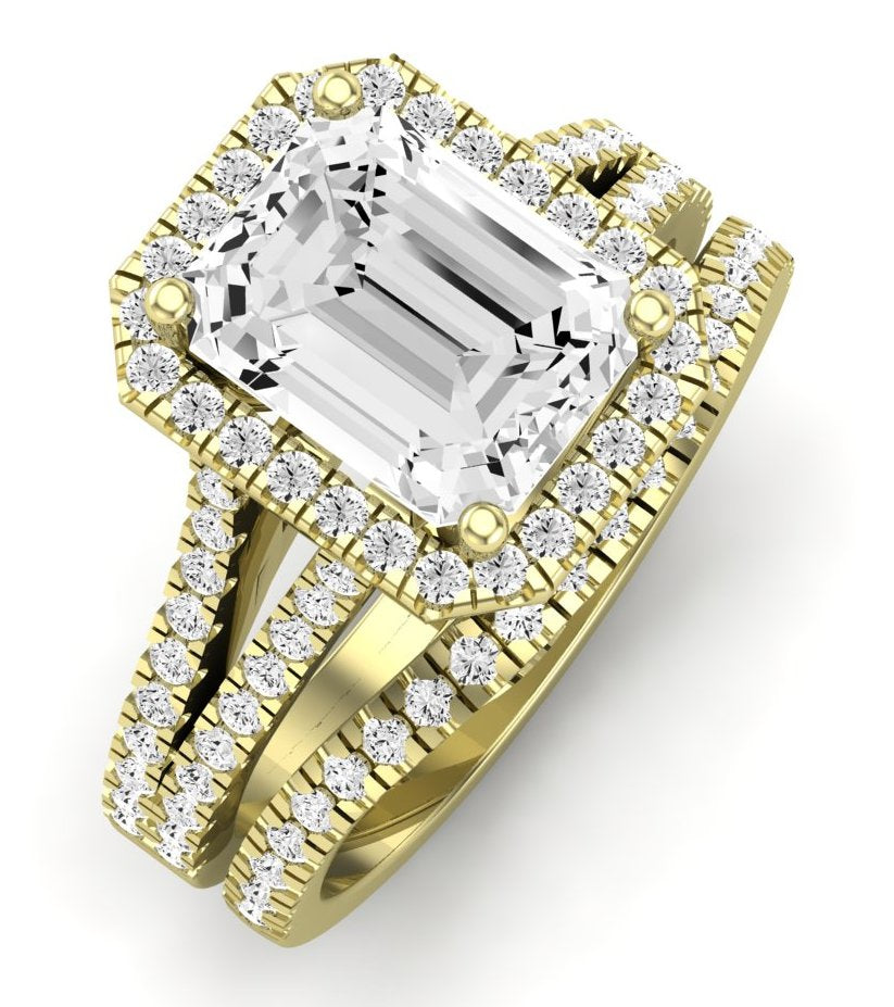 Silene Diamond Matching Band Only ( Engagement Ring Not Included) For Ring With Emerald Center yellowgold
