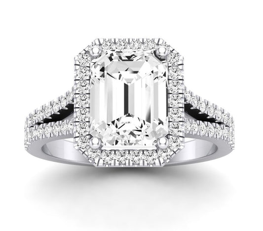 Silene Emerald Moissanite Engagement Ring whitegold