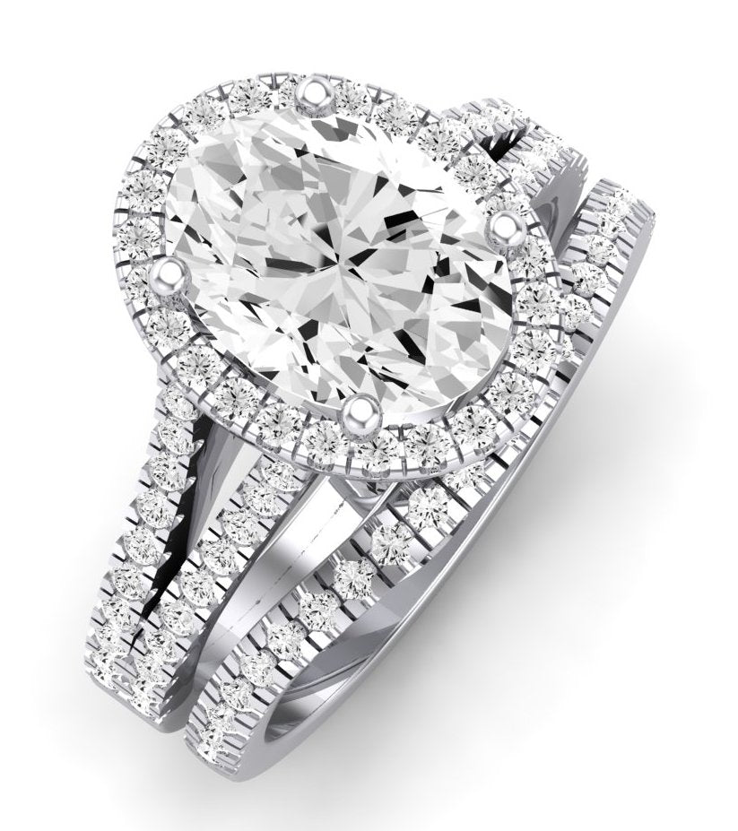 Silene Diamond Matching Band Only ( Engagement Ring Not Included) For Ring With Oval Center whitegold