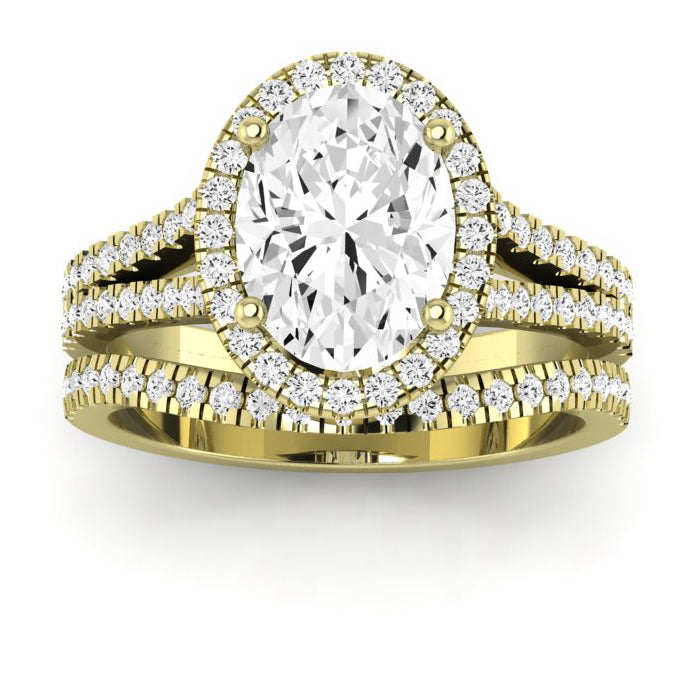 Silene Diamond Matching Band Only ( Engagement Ring Not Included) For Ring With Oval Center yellowgold