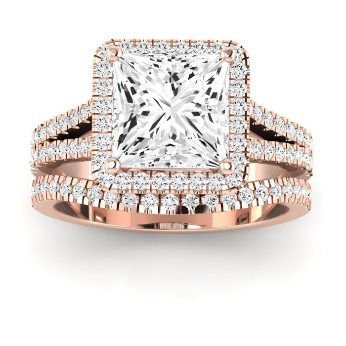 Silene Moissanite Matching Band Only ( Engagement Ring Not Included) For Ring With Princess Center rosegold