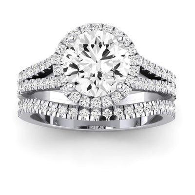 Silene Moissanite Matching Band Only ( Engagement Ring Not Included) For Ring With Round Center whitegold