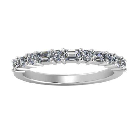 Dara Baguette & Round Trendy Diamond Wedding Ring whitegold