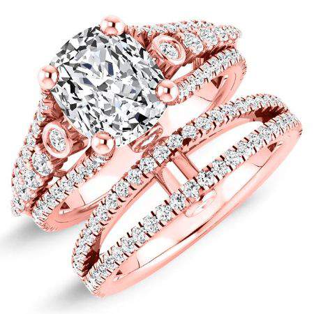 Sireli Moissanite Matching Band Only (engagement Ring Not Included) For Ring With Cushion Center rosegold
