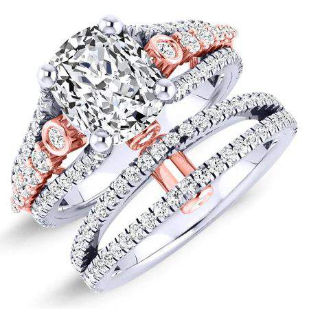 Sireli Moissanite Matching Band Only (engagement Ring Not Included) For Ring With Cushion Center whitegold