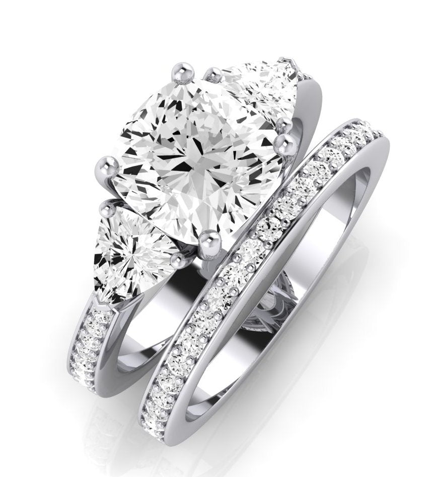 Snowdonia Moissanite Matching Band Only (engagement Ring Not Included) For Ring With Cushion Center whitegold