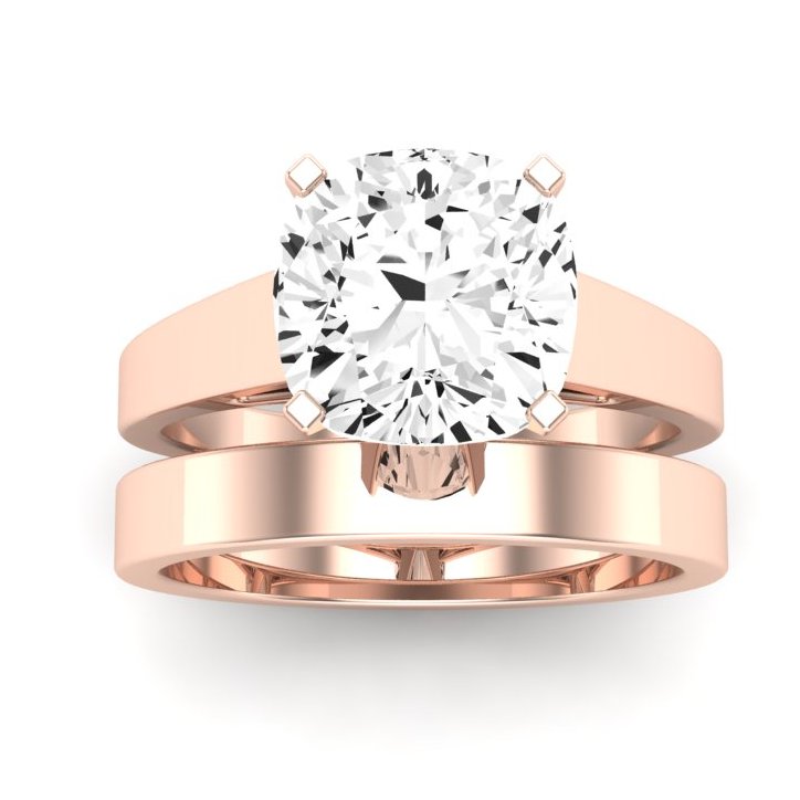 Snowdrop Moissanite Matching Band Only (engagement Ring Not Included) For Ring With Cushion Center rosegold