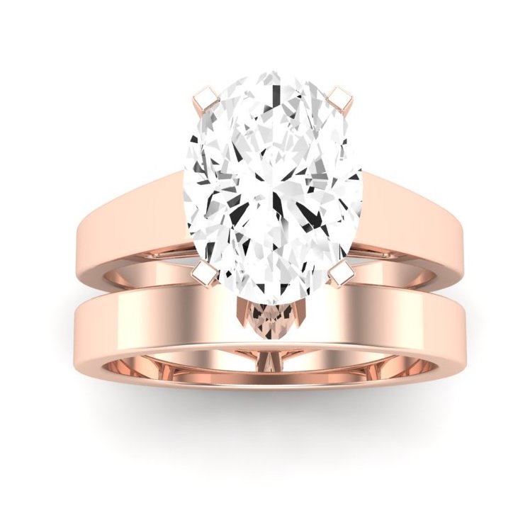 Snowdrop Moissanite Matching Band Only (engagement Ring Not Included) For Ring With Oval Center rosegold