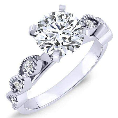 Sophora Round Moissanite Engagement Ring whitegold