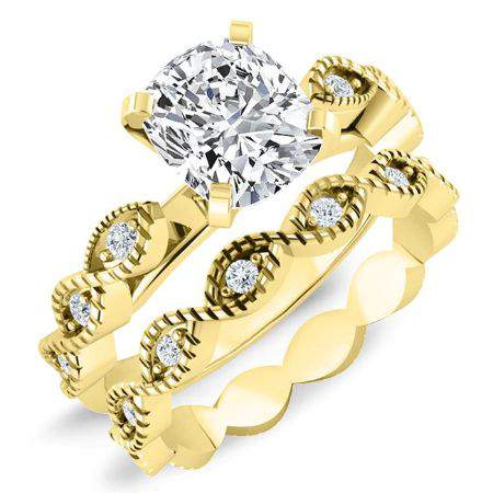 Sophora Moissanite Matching Band Only (engagement Ring Not Included) For Ring With Cushion Center yellowgold