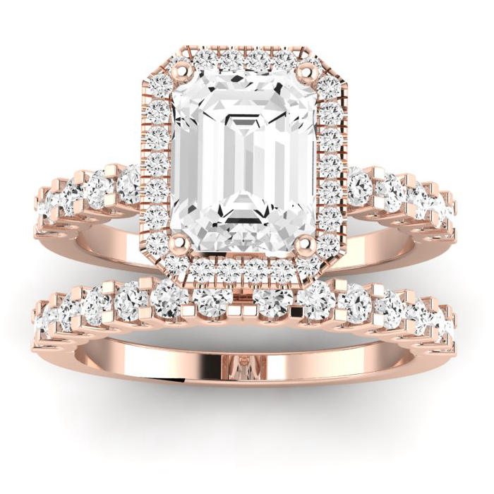 Sweet Pea Moissanite Matching Band Only ( Engagement Ring Not Included) For Ring With Emerald Center rosegold