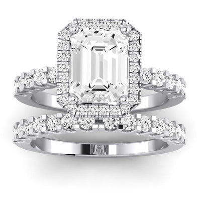Sweet Pea Diamond Matching Band Only ( Engagement Ring Not Included) For Ring With Emerald Center whitegold
